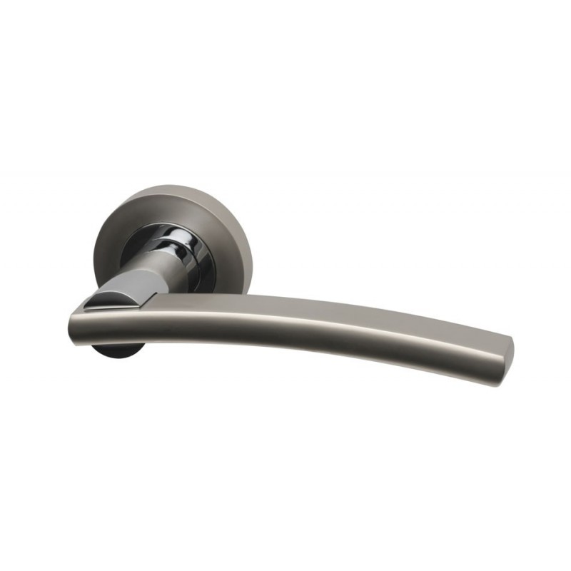 Opal dual finish lever door handles on round rose