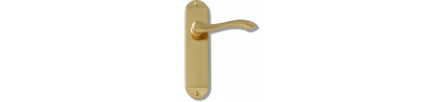 Buy Polished Brass Door Handles on a Backplate with UK Door Handles
